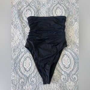 PacSun Black Strapless Ruched One-Piece Swimsuit